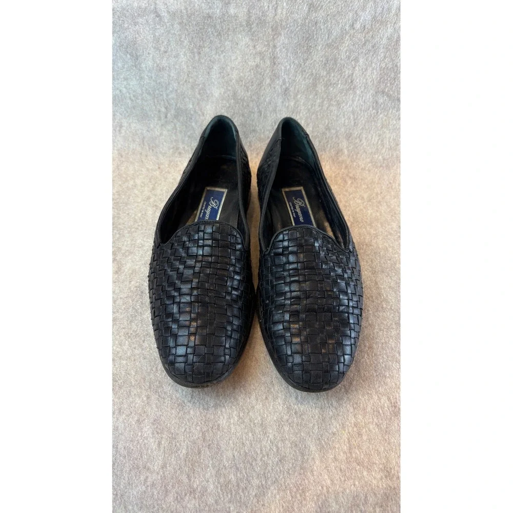 Bragano Made in Italy Mens Woven Leather Loafers Black Size 8 M C01154